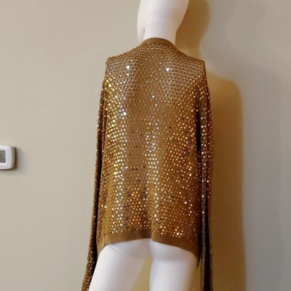 BCBGMaxAzira, sequin sweater, gold,M - Picture 4 of 4